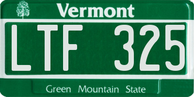 VT license plate LTF325