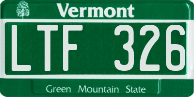 VT license plate LTF326