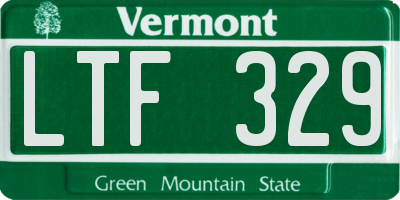 VT license plate LTF329