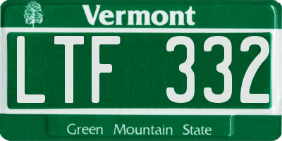 VT license plate LTF332