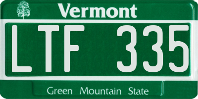 VT license plate LTF335