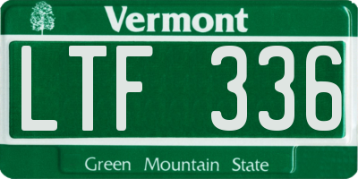 VT license plate LTF336