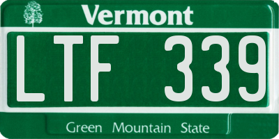 VT license plate LTF339