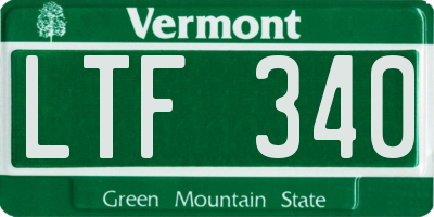 VT license plate LTF340