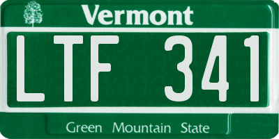 VT license plate LTF341
