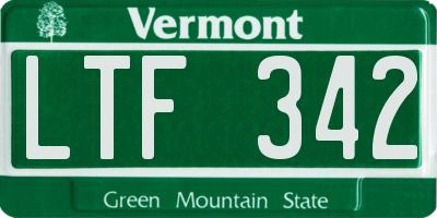 VT license plate LTF342