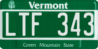 VT license plate LTF343