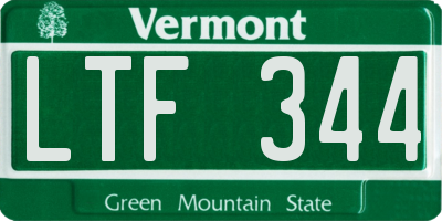 VT license plate LTF344