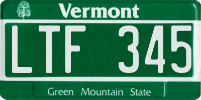 VT license plate LTF345