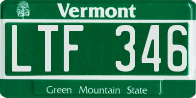 VT license plate LTF346