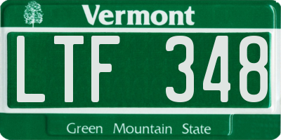 VT license plate LTF348