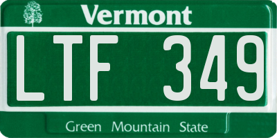 VT license plate LTF349