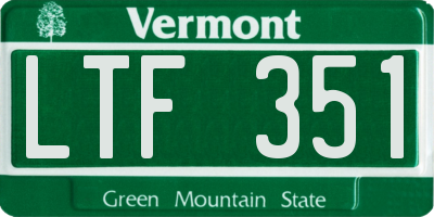 VT license plate LTF351