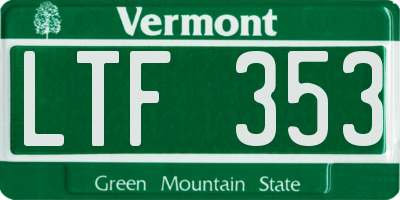 VT license plate LTF353