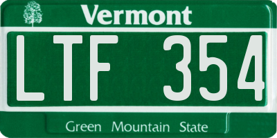 VT license plate LTF354