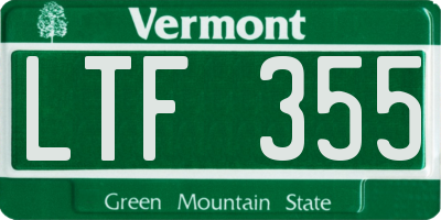 VT license plate LTF355