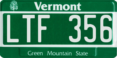 VT license plate LTF356