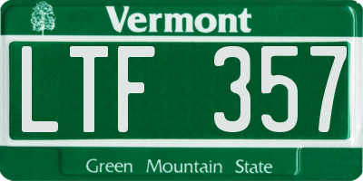 VT license plate LTF357