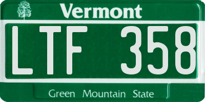 VT license plate LTF358
