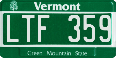 VT license plate LTF359