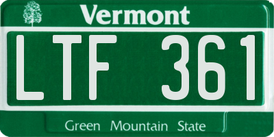 VT license plate LTF361