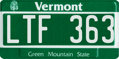 VT license plate LTF363