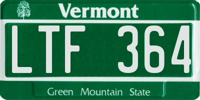 VT license plate LTF364