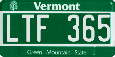 VT license plate LTF365