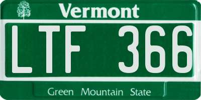 VT license plate LTF366