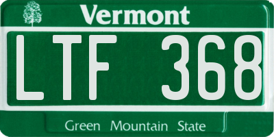 VT license plate LTF368