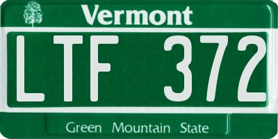 VT license plate LTF372