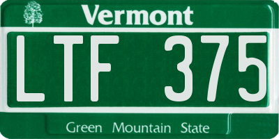 VT license plate LTF375