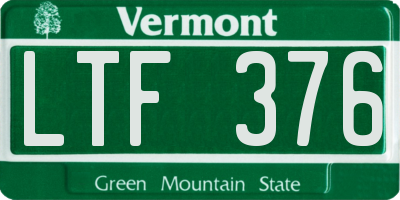 VT license plate LTF376