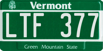 VT license plate LTF377