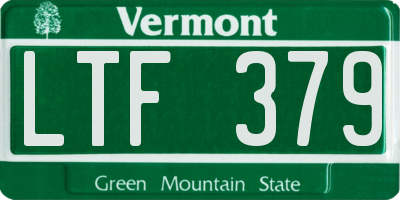 VT license plate LTF379