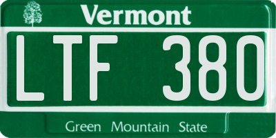 VT license plate LTF380