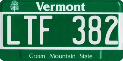 VT license plate LTF382