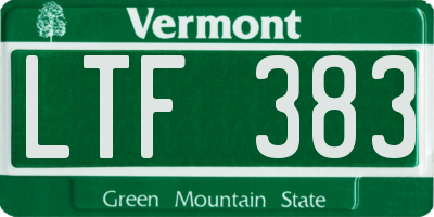 VT license plate LTF383