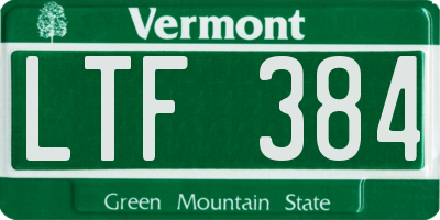 VT license plate LTF384