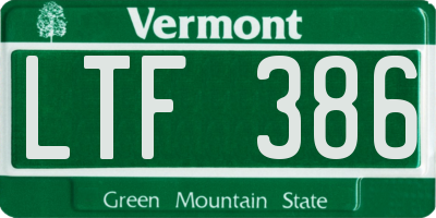 VT license plate LTF386