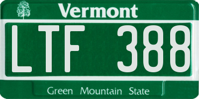 VT license plate LTF388