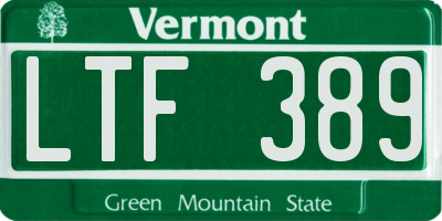 VT license plate LTF389