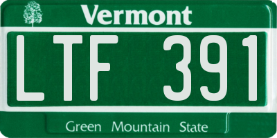 VT license plate LTF391