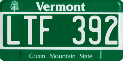 VT license plate LTF392