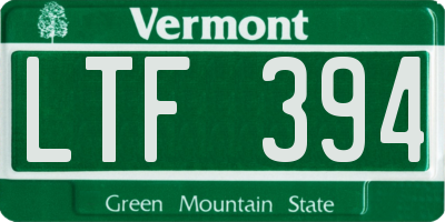 VT license plate LTF394