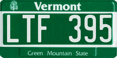VT license plate LTF395