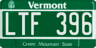 VT license plate LTF396