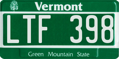VT license plate LTF398