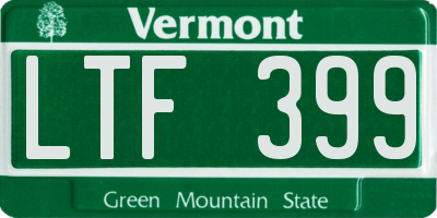 VT license plate LTF399