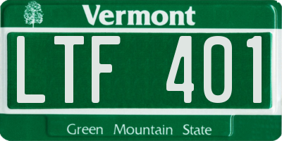 VT license plate LTF401
